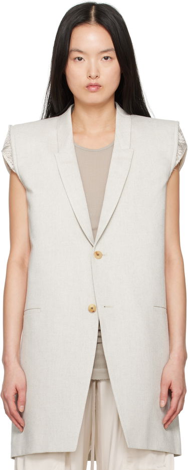 Väst Rick Owens Rick Owens Hollywood Dirt Tailored Sleeveless Denim Blazer Beige | RP01E7768 DRD, 0