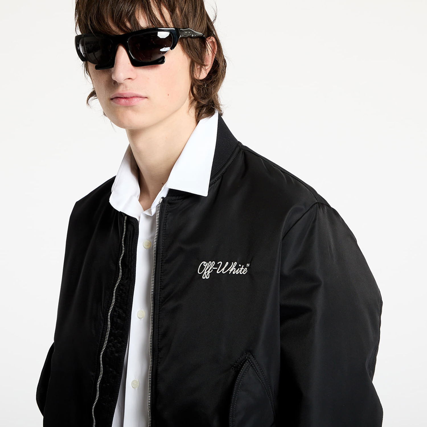 Bomberjacka Off-White Script Nyl Varsity Bomber Jacket Svart | OMEH05EC99FAB0011001, 1