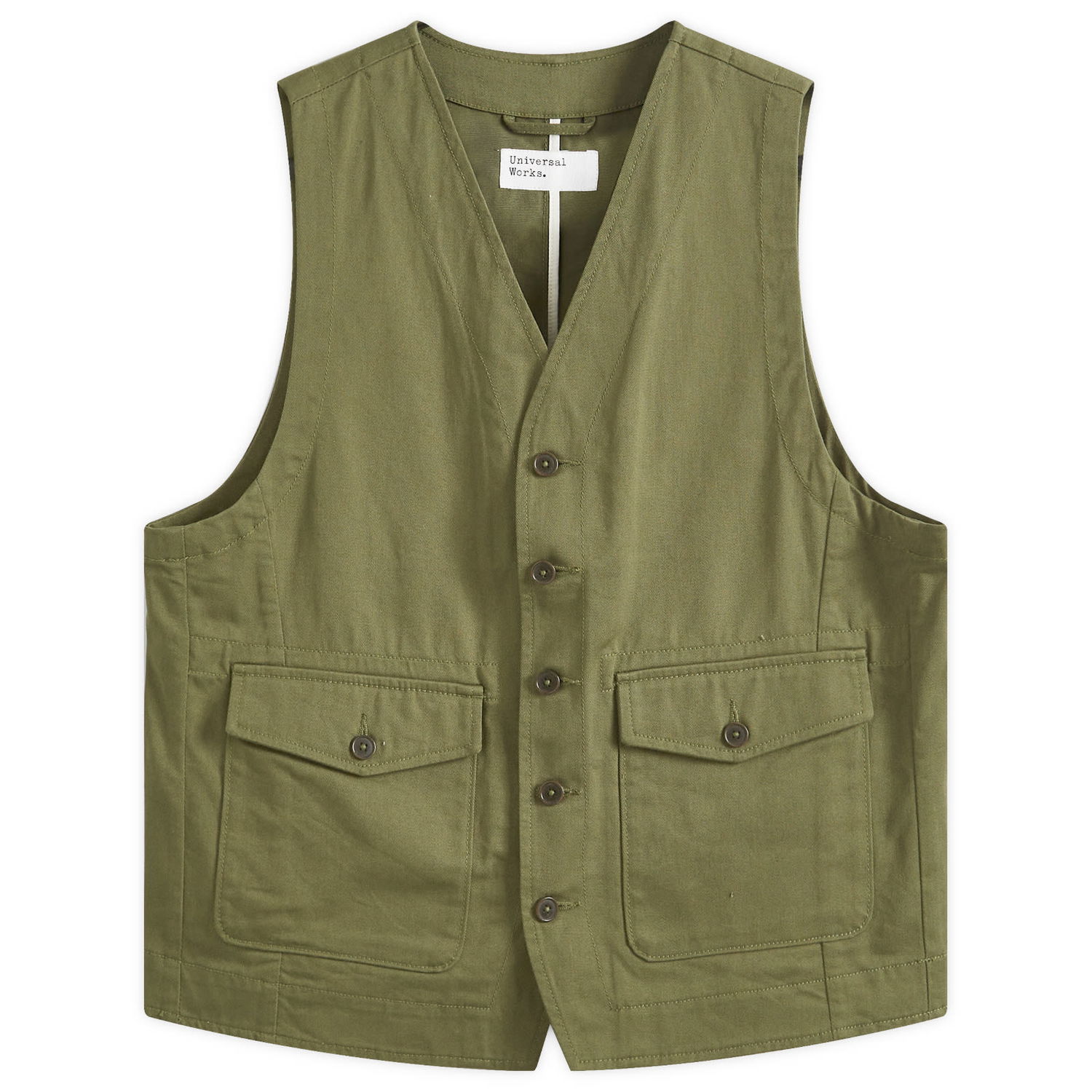 Väst Universal Works Universal Works Field Vest, Size Large Grön | 00180-LOV, 0