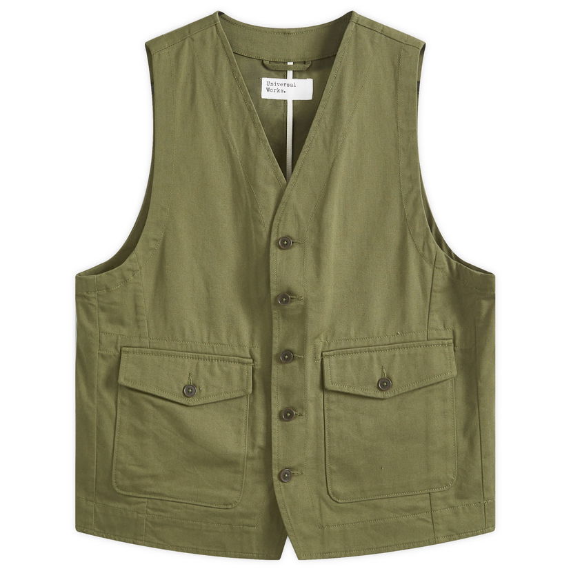 Väst Universal Works Universal Works Field Vest, Size Large Grön | 00180-LOV