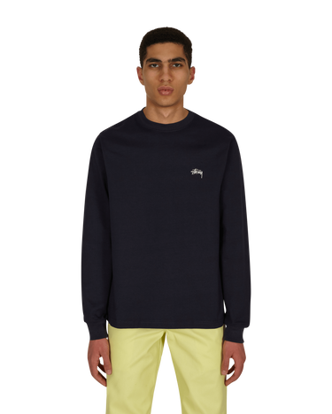 T-shirt Stüssy Stock Logo Longsleeve T-Shirt Mörkblå | 1140242 NAVY, 1