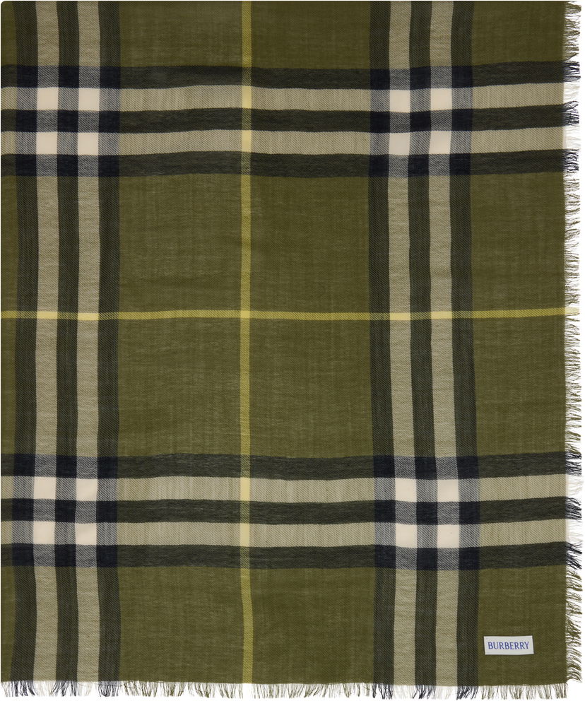 Halsduk Burberry Burberry Wide Check Wool Scarf Grön | 8112491