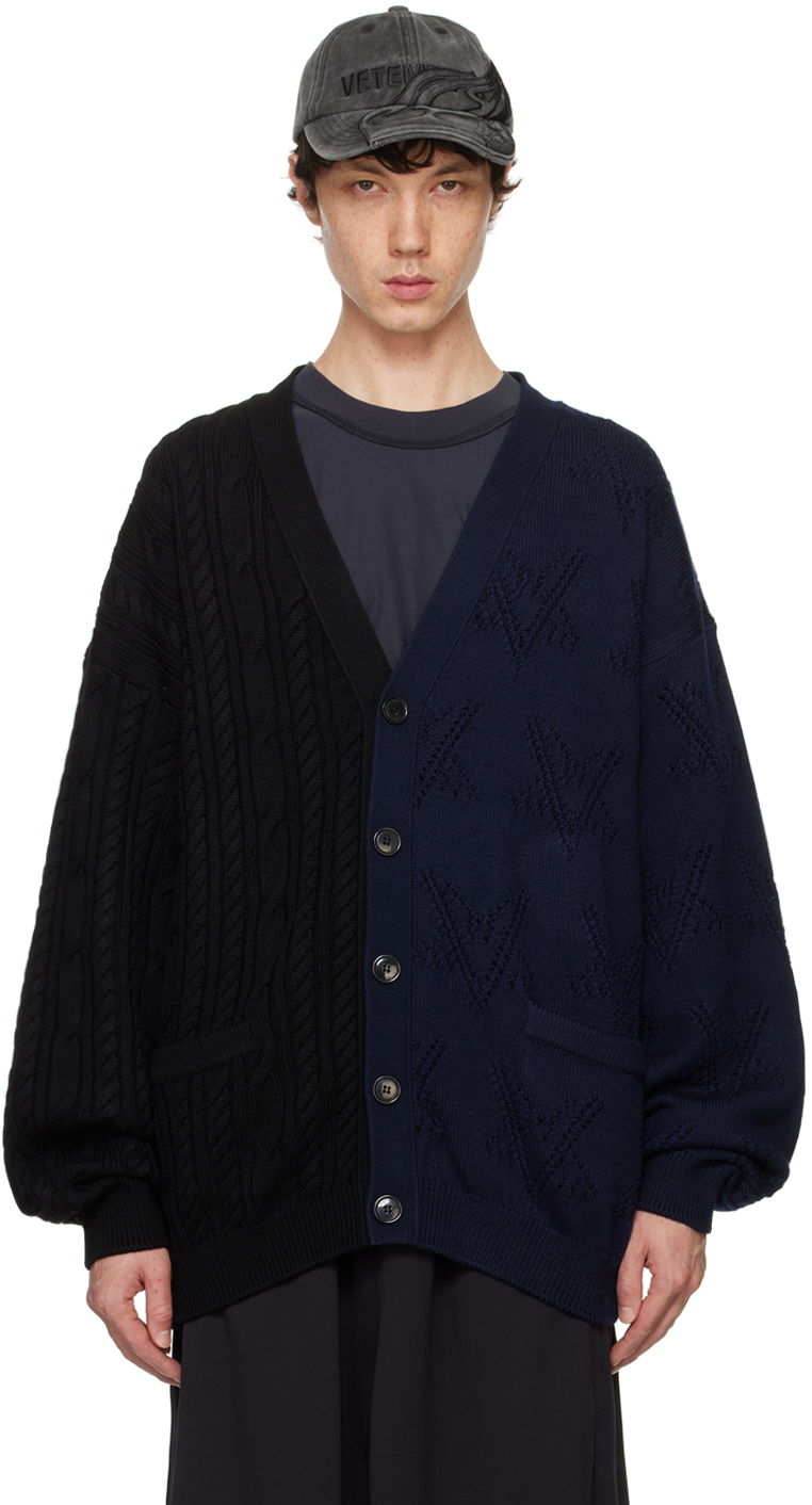Sweater VETEMENTS Split Deconstructed Cardigan Svart | UA65KN206B