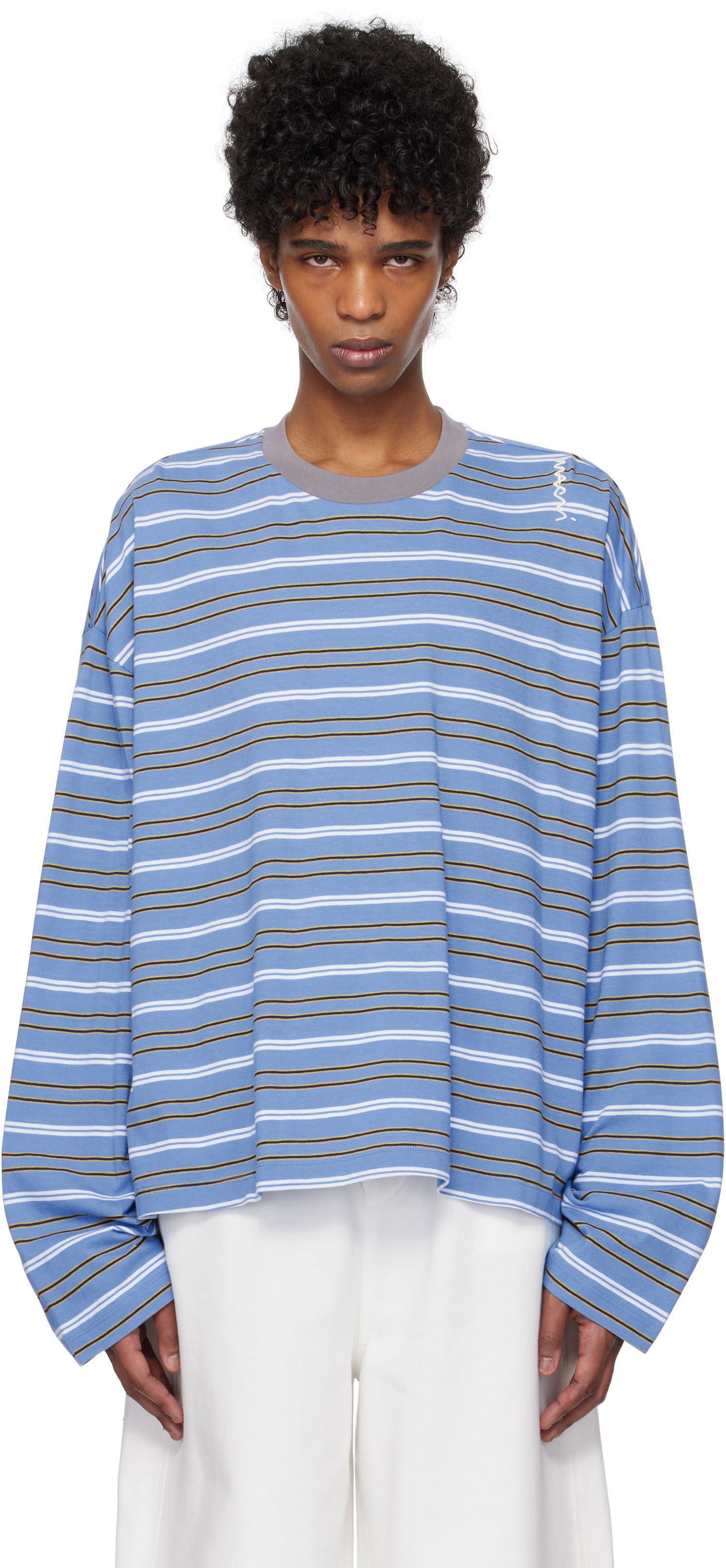 Sweater Marni Marni Striped Long Sleeve T-Shirt Blå | HUMU0325S0 UTC452, 0