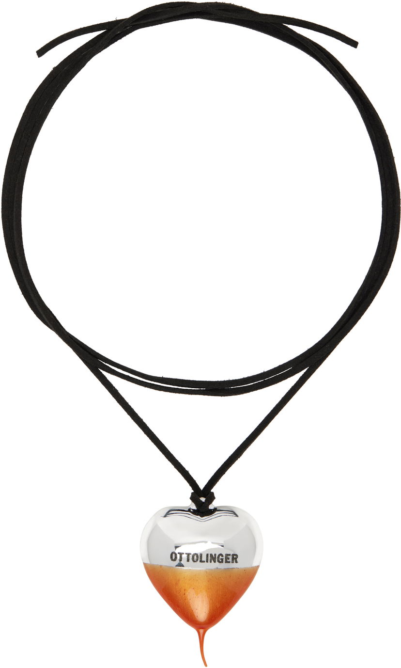 Halsband Ottolinger Ottolinger Knotted Heart Pendant Necklace Orange | 12590022501