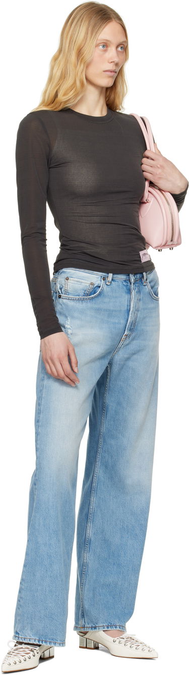 T-shirt GANNI GANNI Sheer Mesh Jersey Long Sleeve T-shirt Grå | T4242, 3