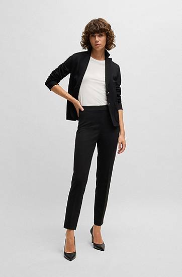 Byxor BOSS Tapered Stretch Trousers Svart | 50490056, 1