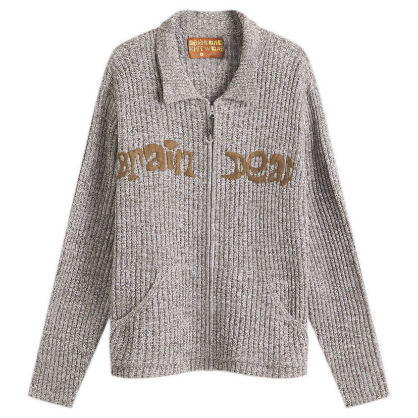 Sweater Brain Dead Brain Dead Rib Knit Cardigan, Size Large Grå | BDS25012O043-BRN