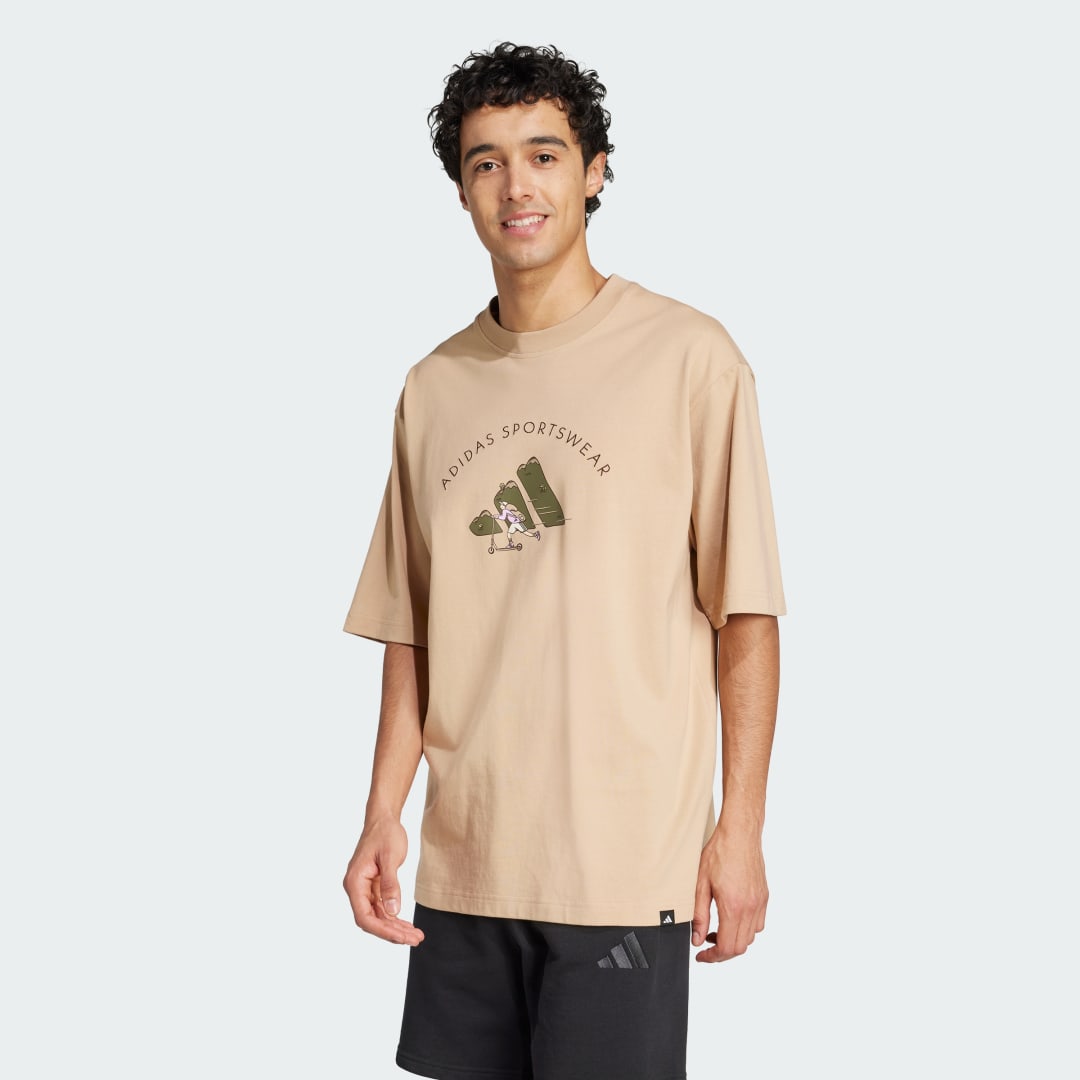 T-shirt adidas Performance Codes Doodle Scooter Graphic Tee Beige | JJ3967, 0