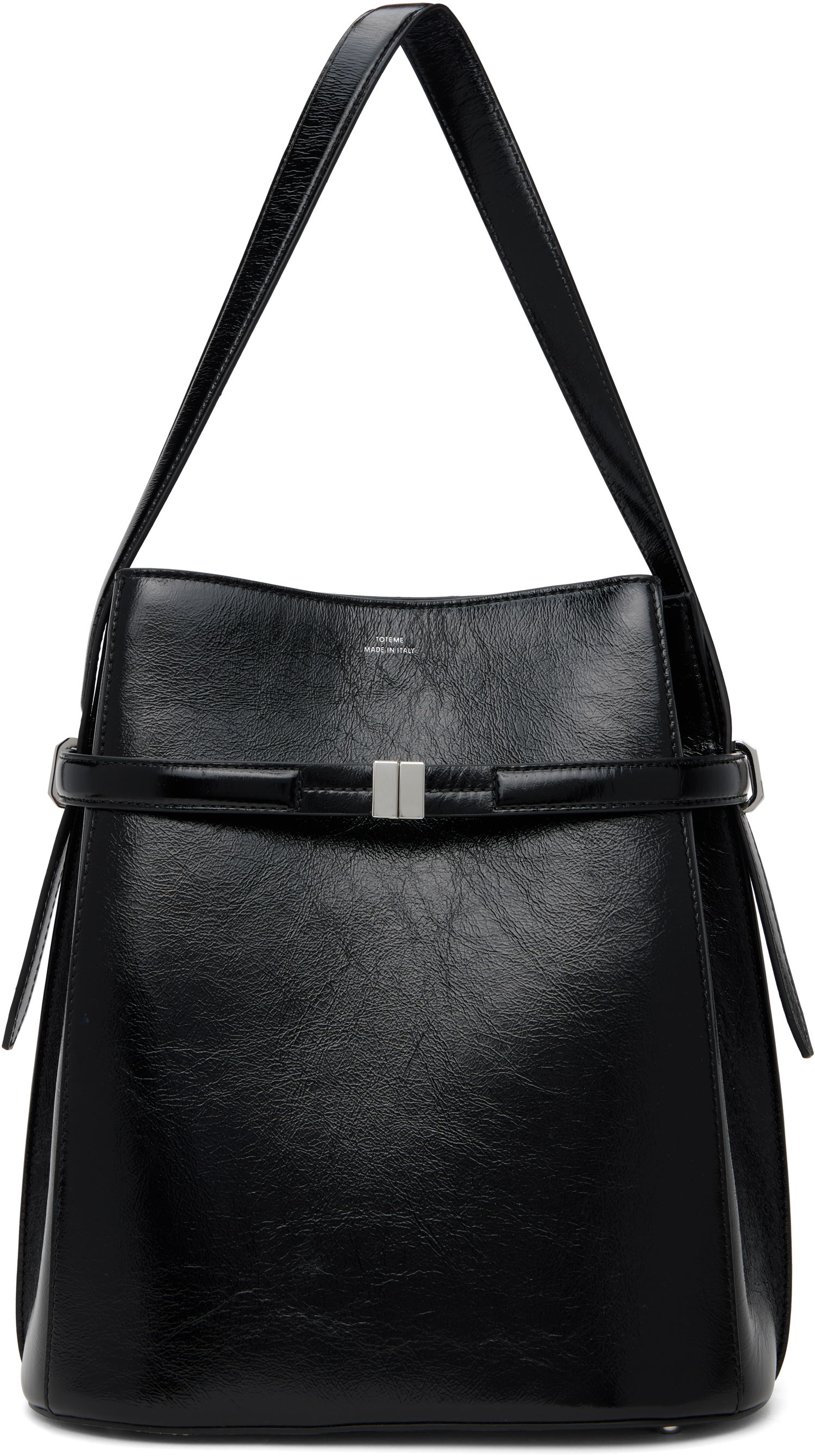Tygpåse TOTEME Totême Belted Naplack Leather Bucket Bag Svart | 244-WAL0048-LE0046, 0