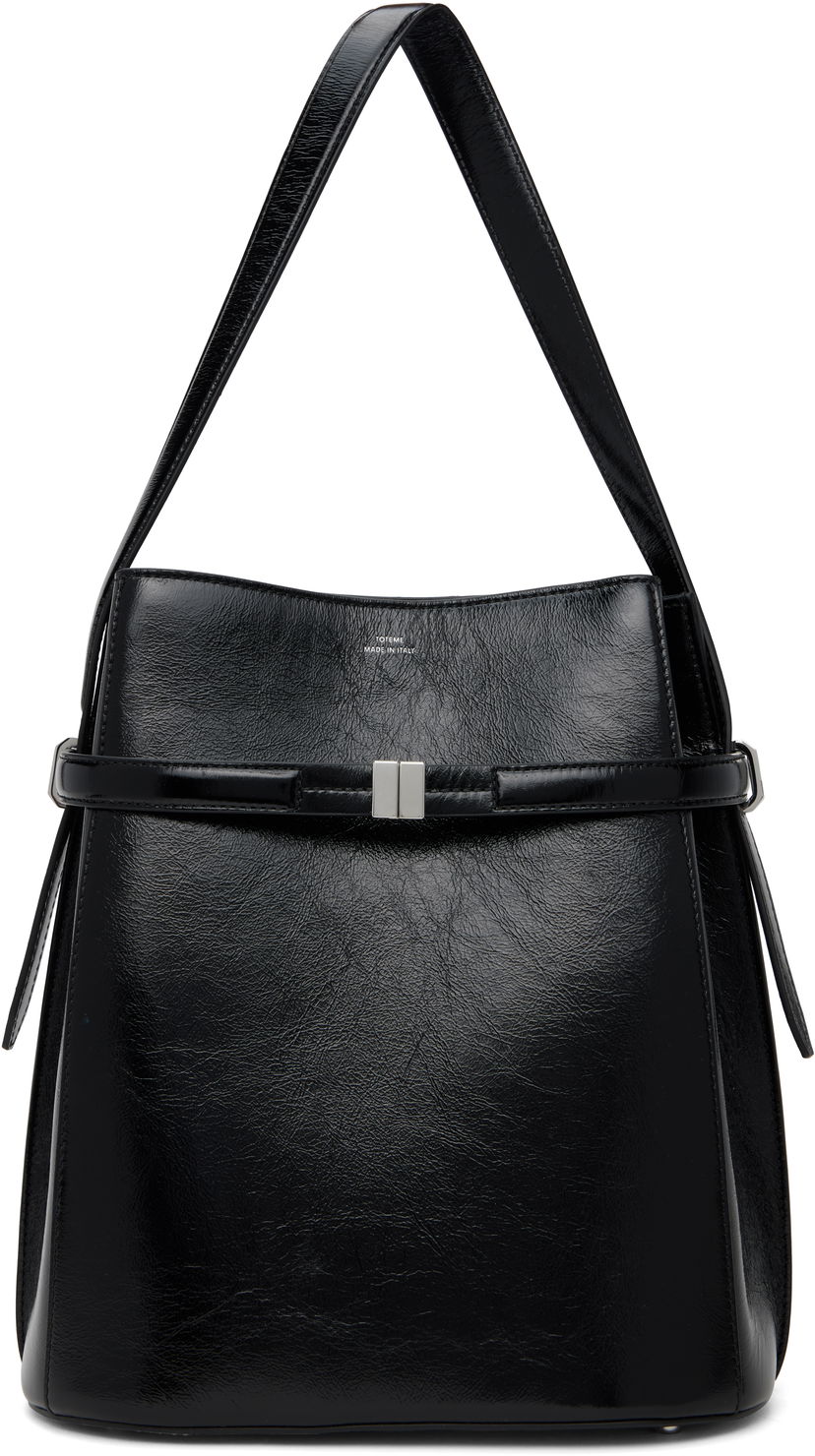 Tygpåse TOTEME Totême Belted Naplack Leather Bucket Bag Svart | 244-WAL0048-LE0046