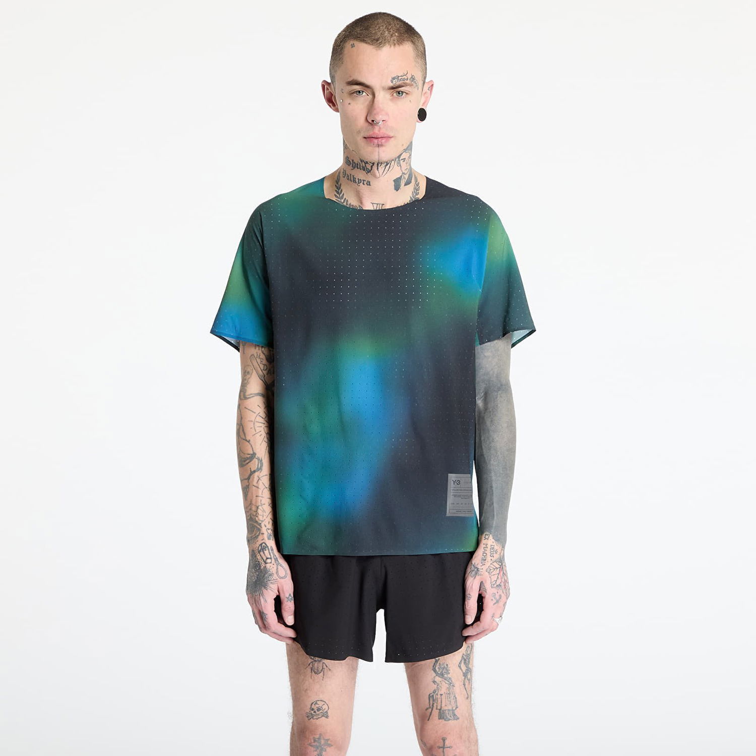 T-shirt Y-3 Y-3 Allover Print Running Short Sleeve T-Shirt Blå | JM3340, 0