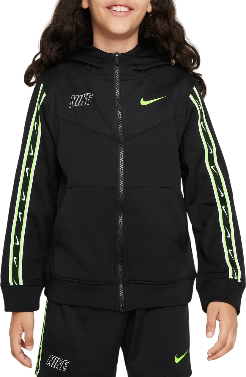 Sweatshirt Nike Sportswear Repeat Taped Sleeve Full-Zip Hoodie Svart | dz5622-013