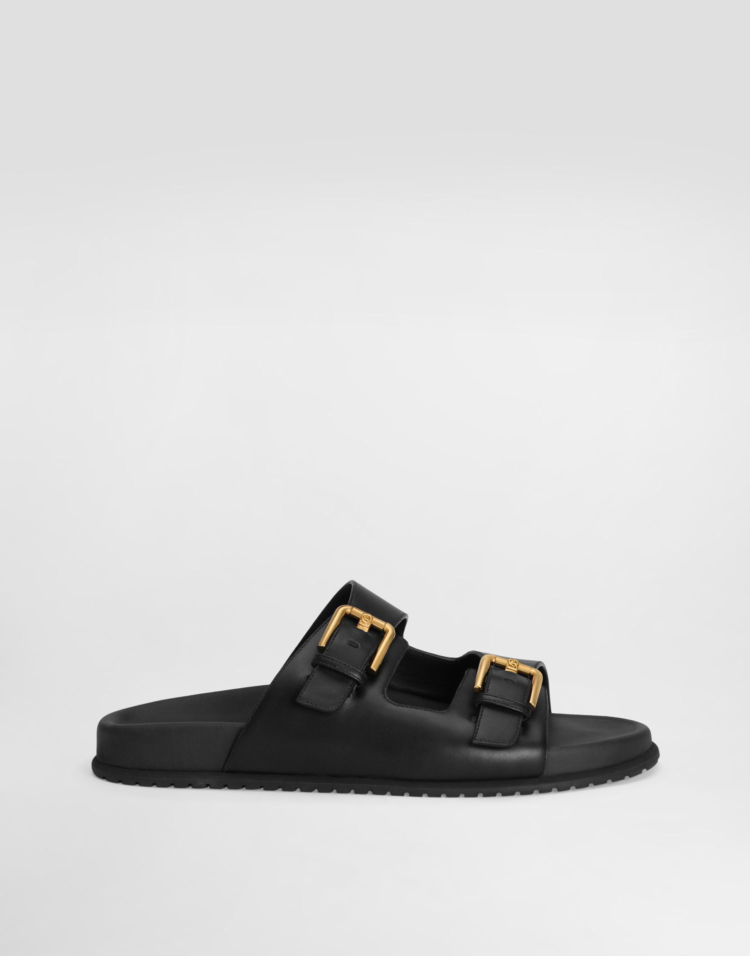 Tillbehör Dolce & Gabbana Dolce & Gabbana Calfskin Double Buckle Slides Svart | CQ0632AS73880999, 0