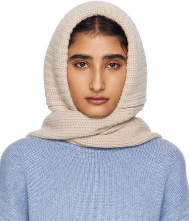 Halsduk Yves Salomon Yves Salomon Knit Hooded Scarf Beige | 26W25WAA506XXMACL, 0