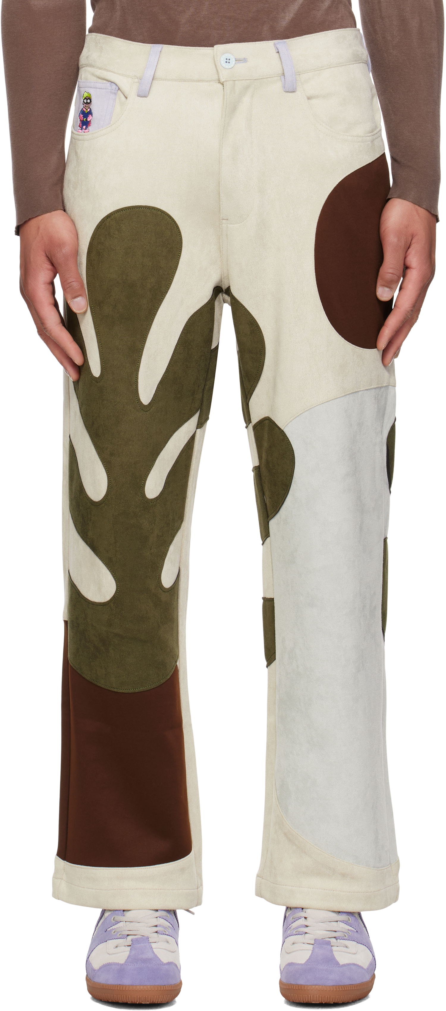 Byxor KidSuper KidSuper Floral Patchwork Trousers Beige | SS25-PT-04, 0