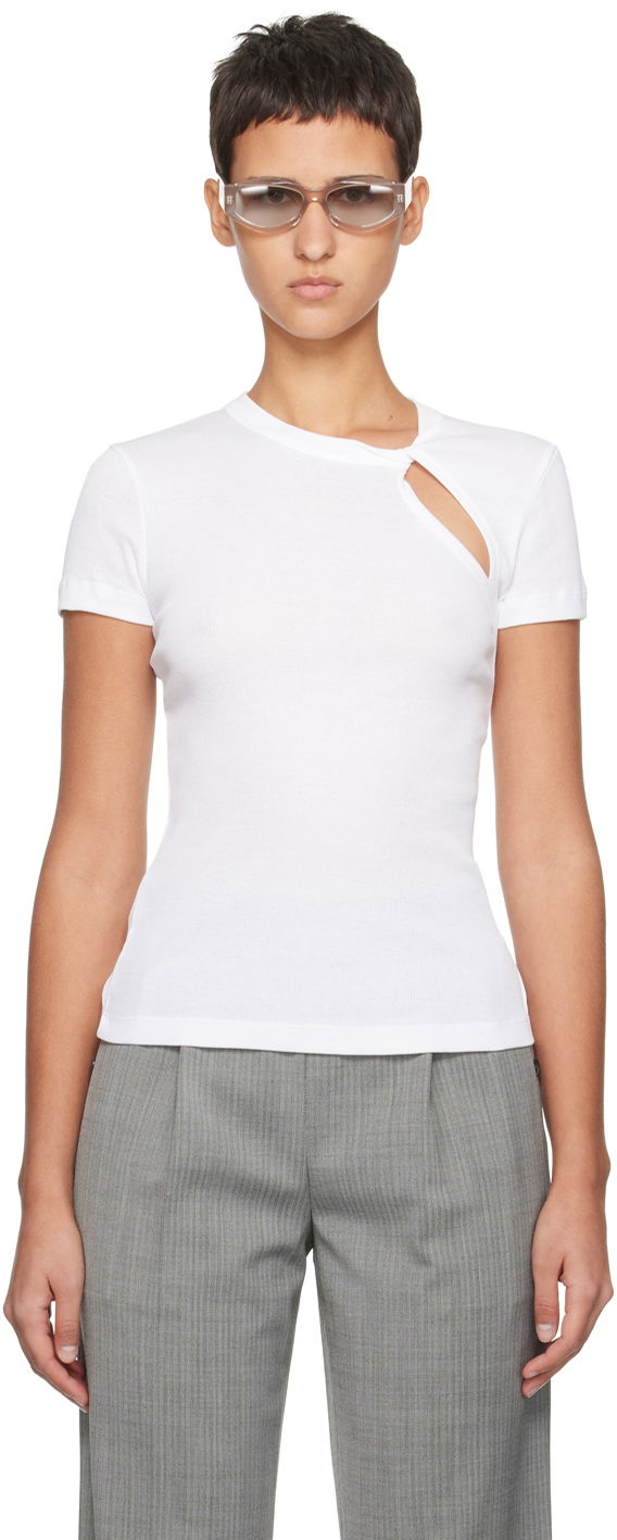 Linne Helmut Lang Helmut Lang Asymmetrical Slash T-Shirt Vit | N09HW505