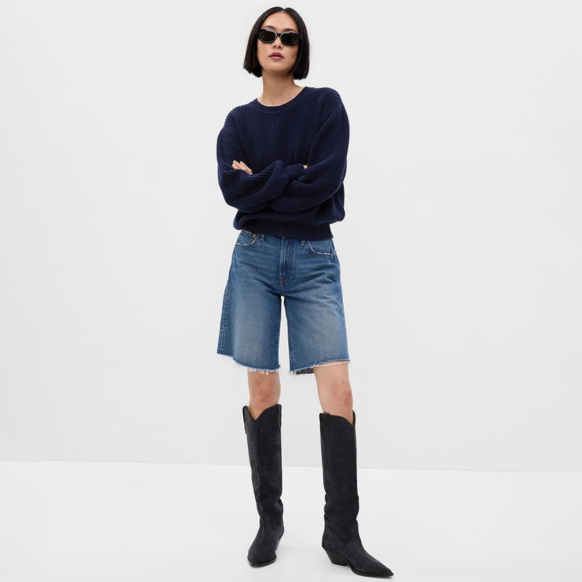 Sweatshirt GAP Classic Cotton Crewneck Sweatshirt Navy Uniform Mörkblå | 592238-00