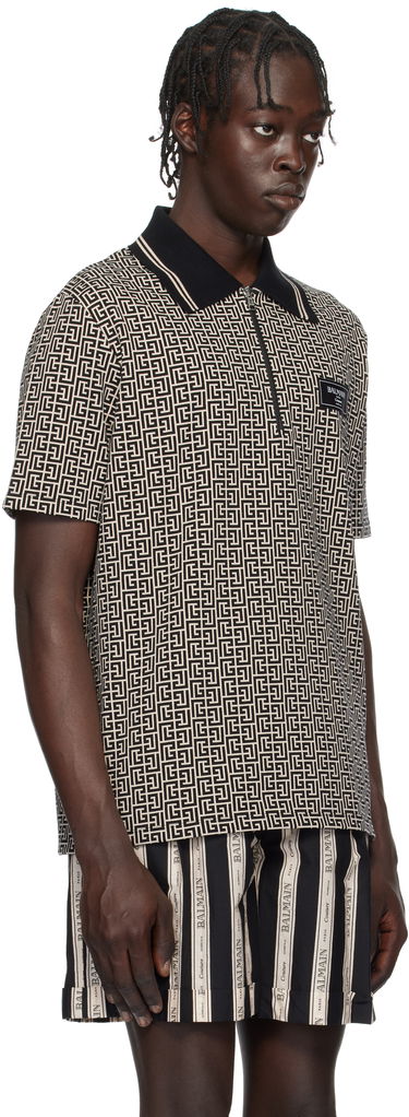 Polotröja Balmain Maze Print Polo Shirt Grå | EH1GC027BC90, 1