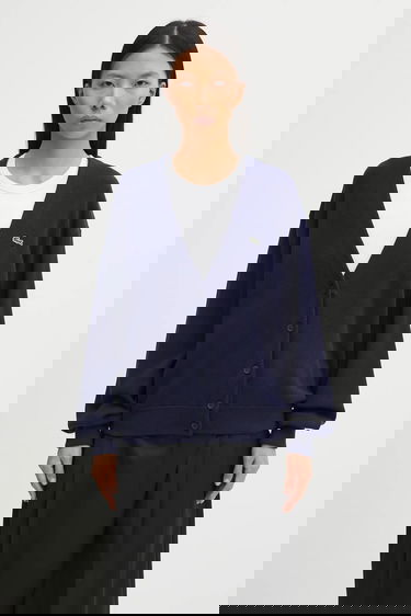 Sweater Lacoste V-Neck Button-Up Relaxed Fit Wool Blend Cardigan Mörkblå | AF4143, 0