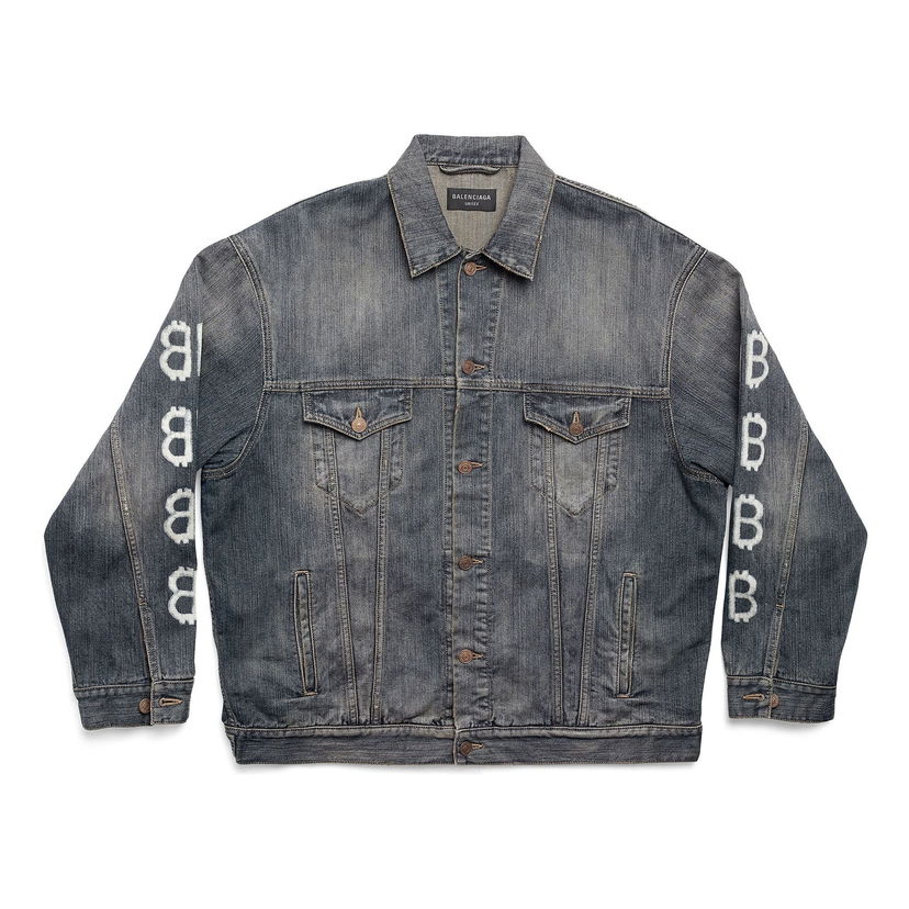 Jacka Balenciaga Crypto Large Fit Denim Jacket Blå | 750983TNW654036