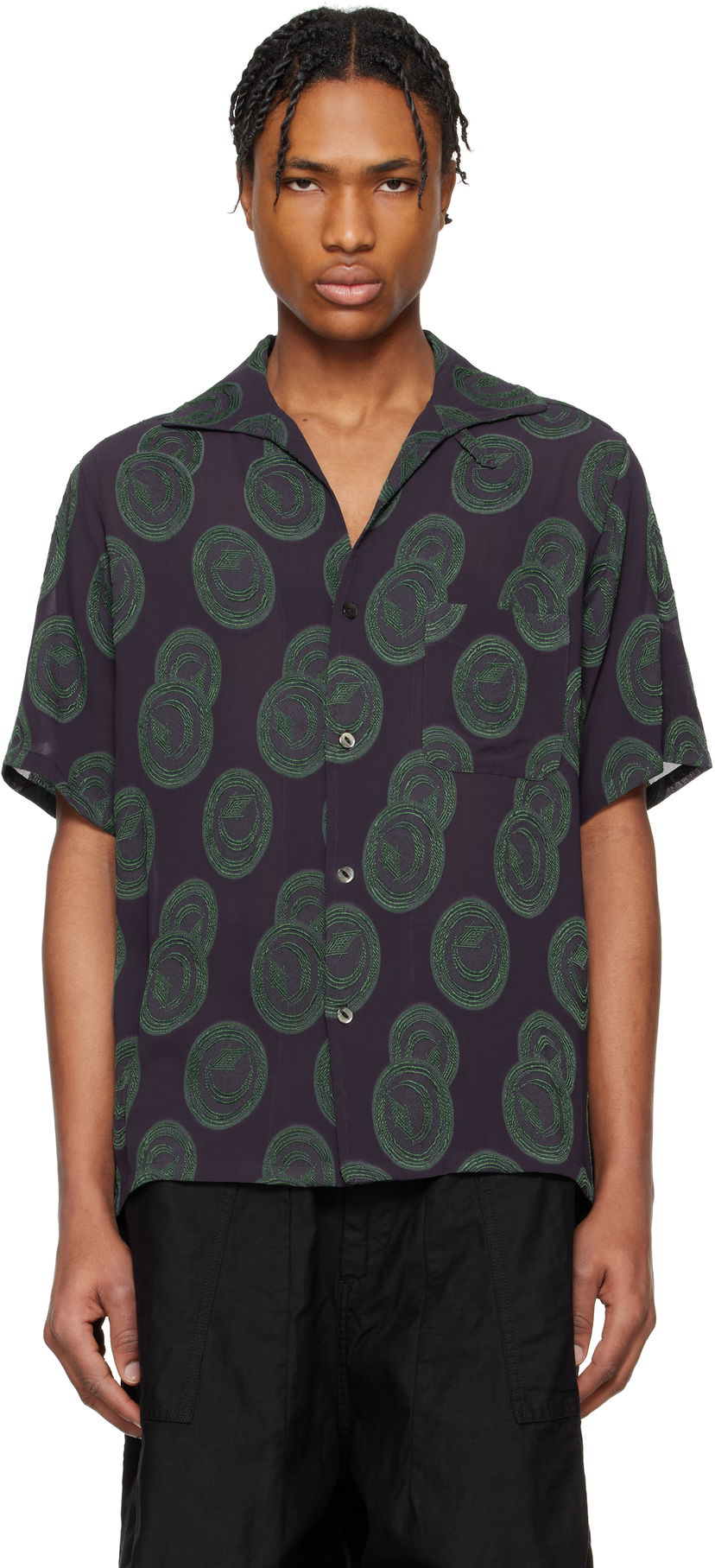 Skjorta Needles NEEDLES Short Sleeve Italian Collar Shirt Purpur | QV123