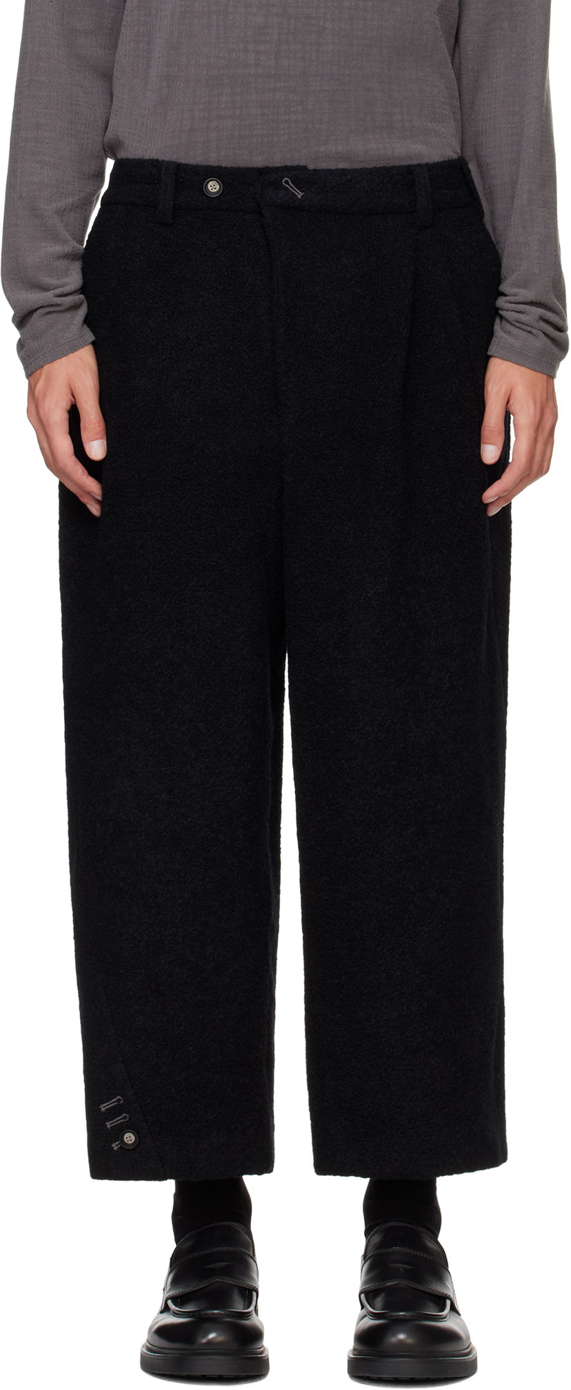 Byxor ADER ERROR Black Wool Straight-Leg Trousers Svart | BN01FWSA0207BK