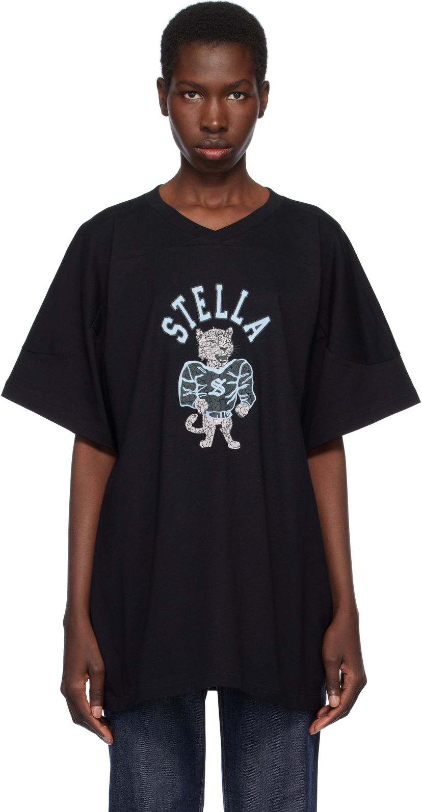 T-shirt Stella McCartney Stella McCartney Leopard Mascot T-Shirt Svart | 6J04103SQA05