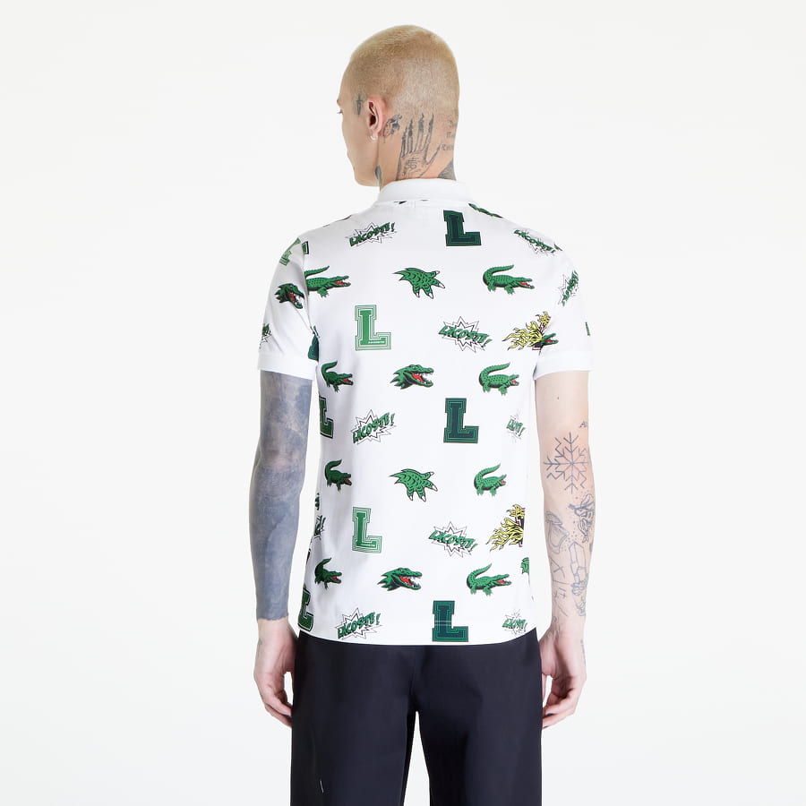 Polotröja Lacoste Holiday Crocodile Print Polo Shirt Vit | PH1464 SBH, 1
