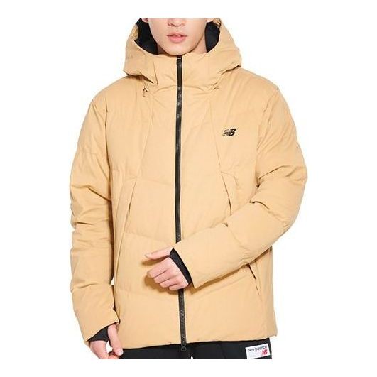 Pufferjacka New Balance Windproof Hooded Down Jacket Beige | NCNP846071-BEI
