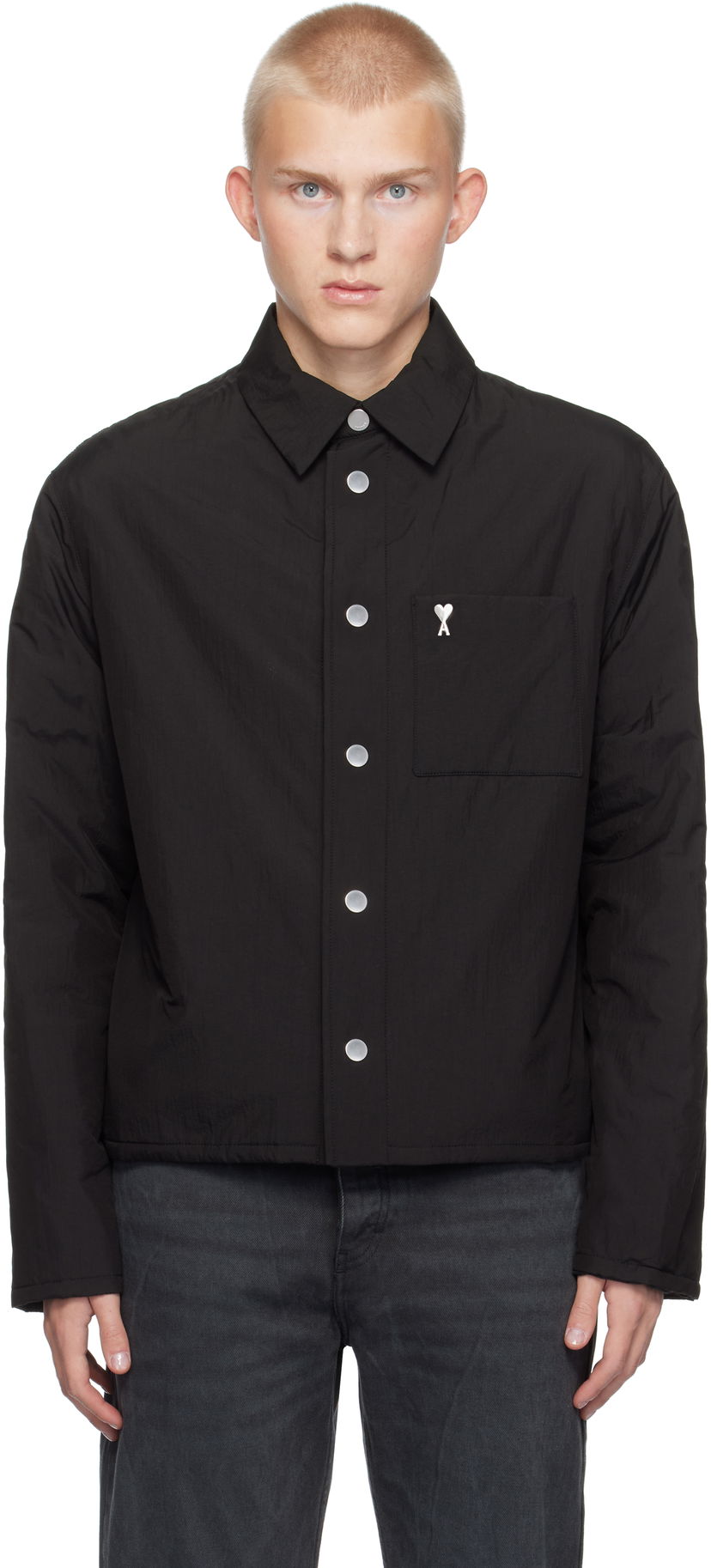 Skjorta AMI Padded Overshirt Svart | HJK238.PA0009