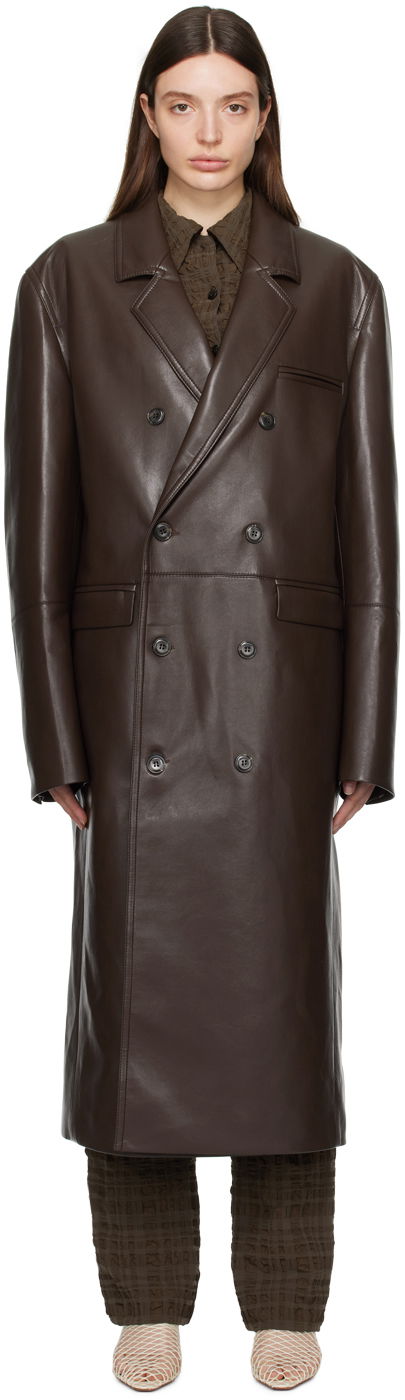 Rockar Nanushka Sverre Leather Coat Brun | NM24RSOW01078