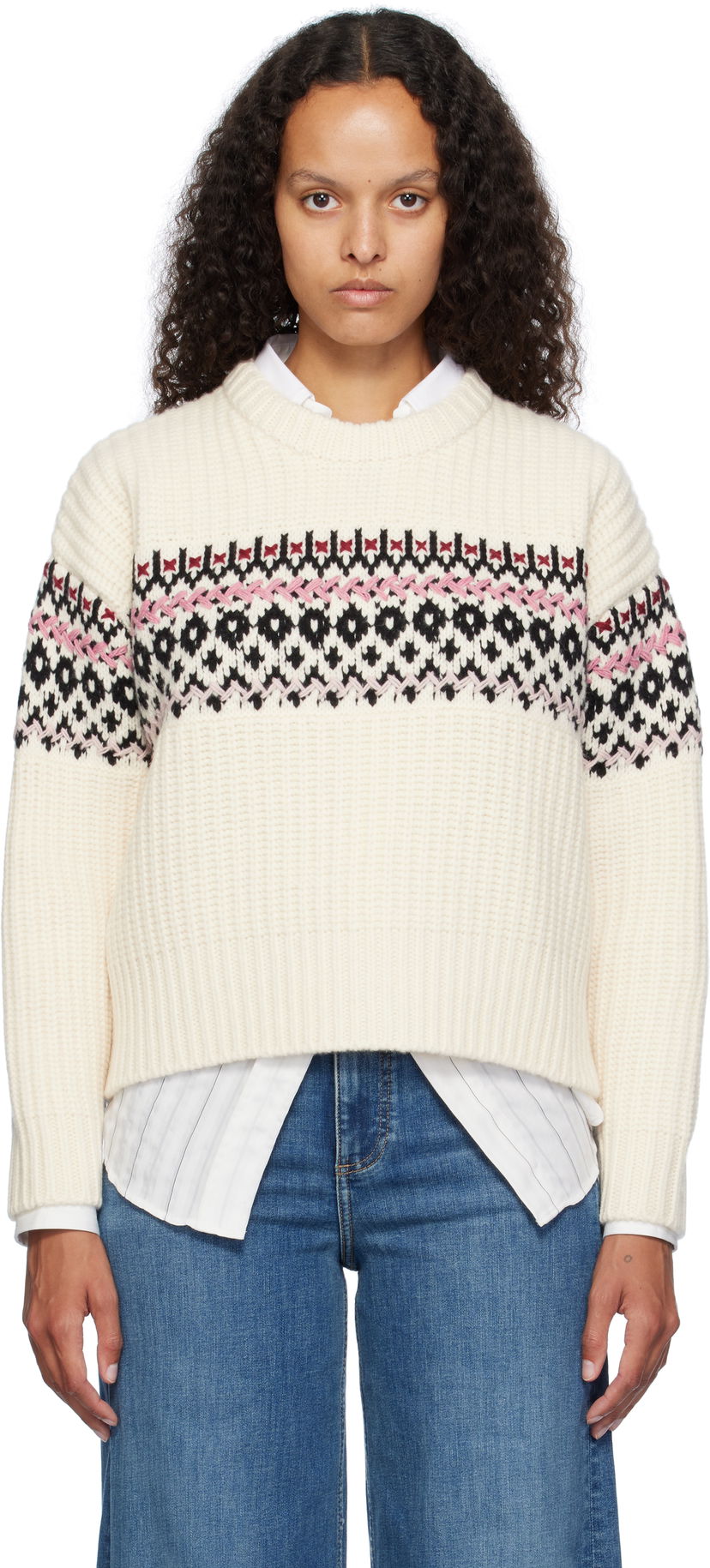 Sweater rag & bone rag & bone Leigh Fair Isle Sweater Vit | WAS24F015EC15