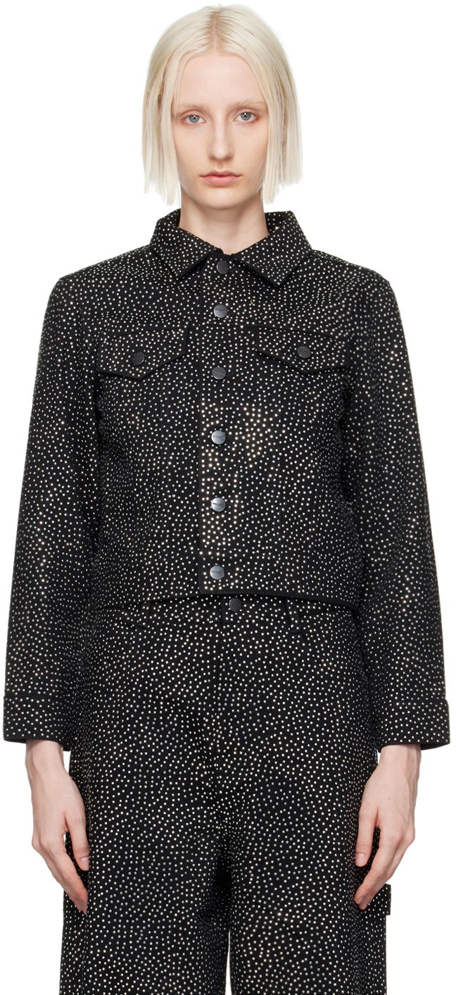 Jacka Marc Jacobs Marc Jacobs 'The Glam Studs Shrunken' Denim Jacket Svart | 2F4RJC015D12