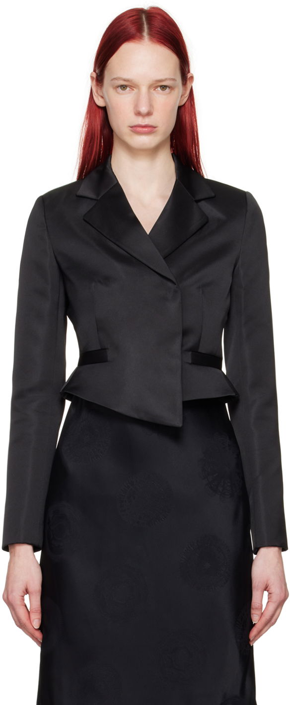 Jacka Coperni Coperni Cropped Satin Blazer Svart | COPV54828
