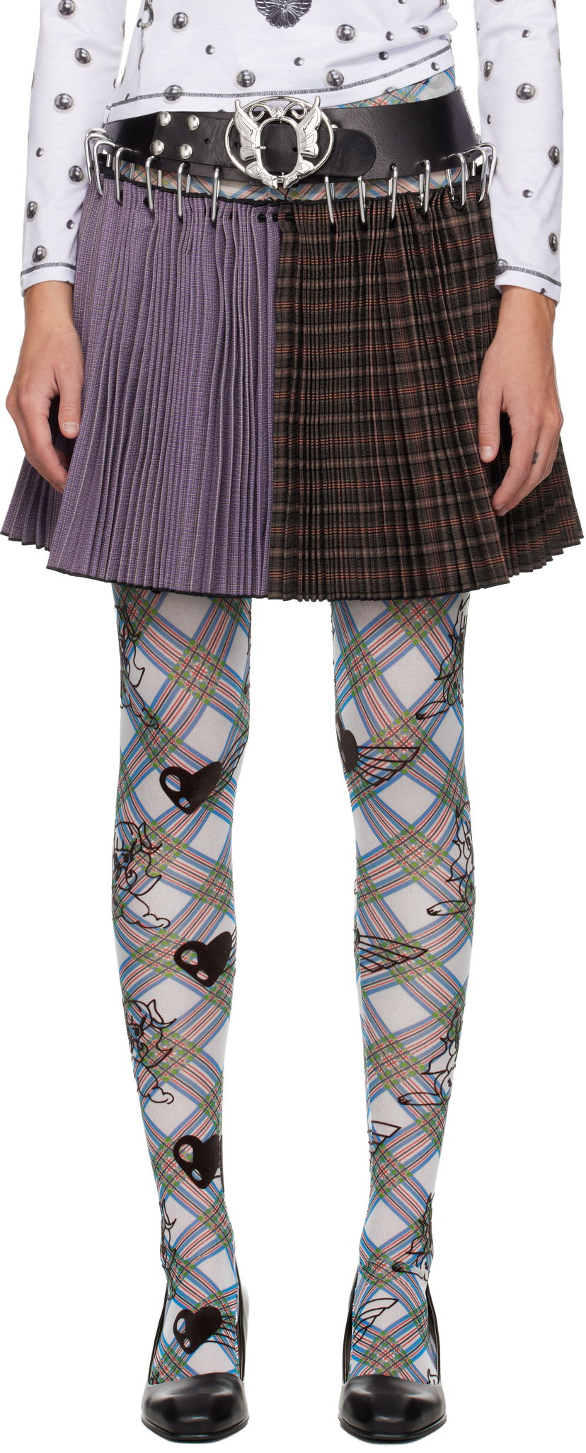 Kjol Chopova Lowena Chopova Lowena Pleated Paneled Carabiner Miniskirt Flerfärgad | 3343