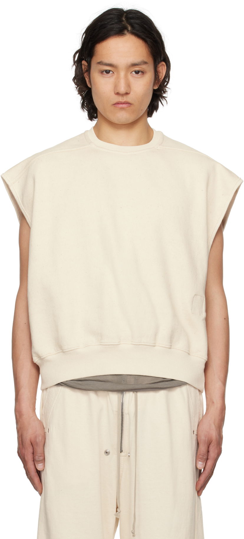 Sweater Rick Owens Rick Owens DRKSHDW Tatlin Jumbo Sleeveless Sweatshirt Beige | DU01E3160 FN