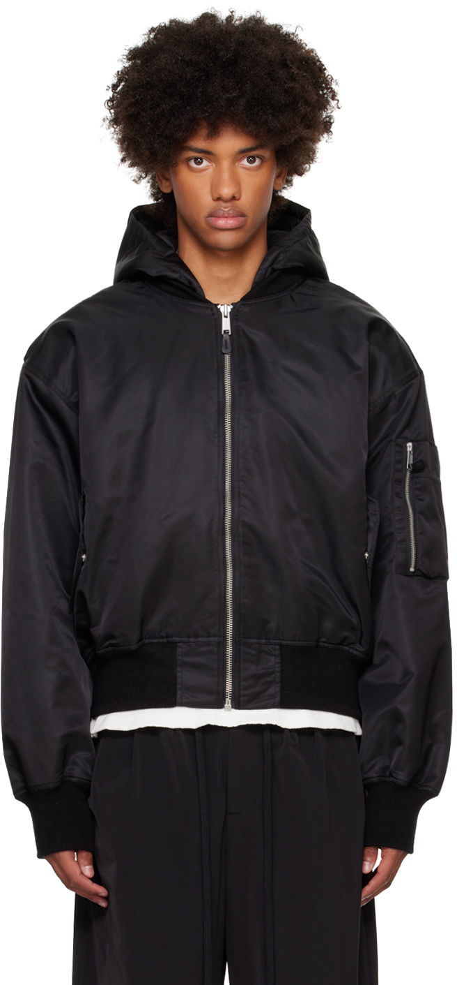 Bomberjacka Entire Studios Hooded Broad Bomber Jacket Svart | ES2539OI