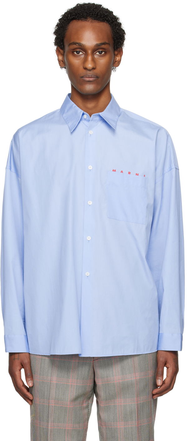 Skjorta Marni Oversized Shirt Blå | CUMU0061P2 USCT88