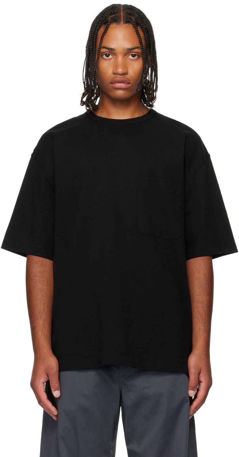 T-shirt LEMAIRE Boxy Short Sleeve T-shirt with Chest Pocket Svart | TO1382 LJ1022