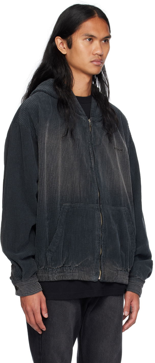 Sweatshirt We11done Washed Zip Hoodie Svart | WD-JP2-24-085-M-GY, 1