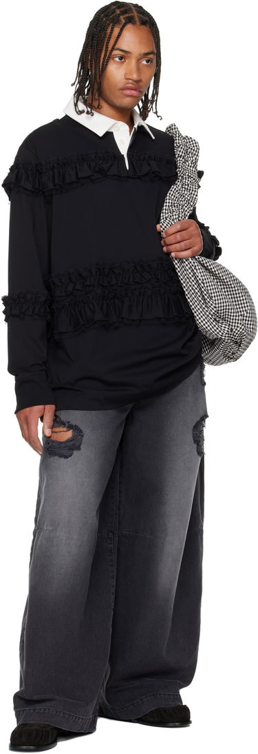 Polotröja Simone Rocha Simone Rocha Ruffle Rugby Polo Svart | 5360 1282, 3