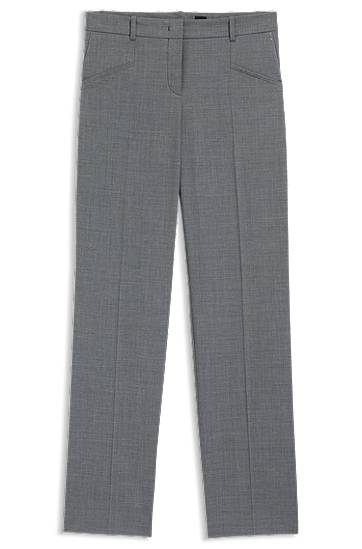 Byxor BOSS Relaxed-Fit Virgin Wool Trousers Grå | 50542004