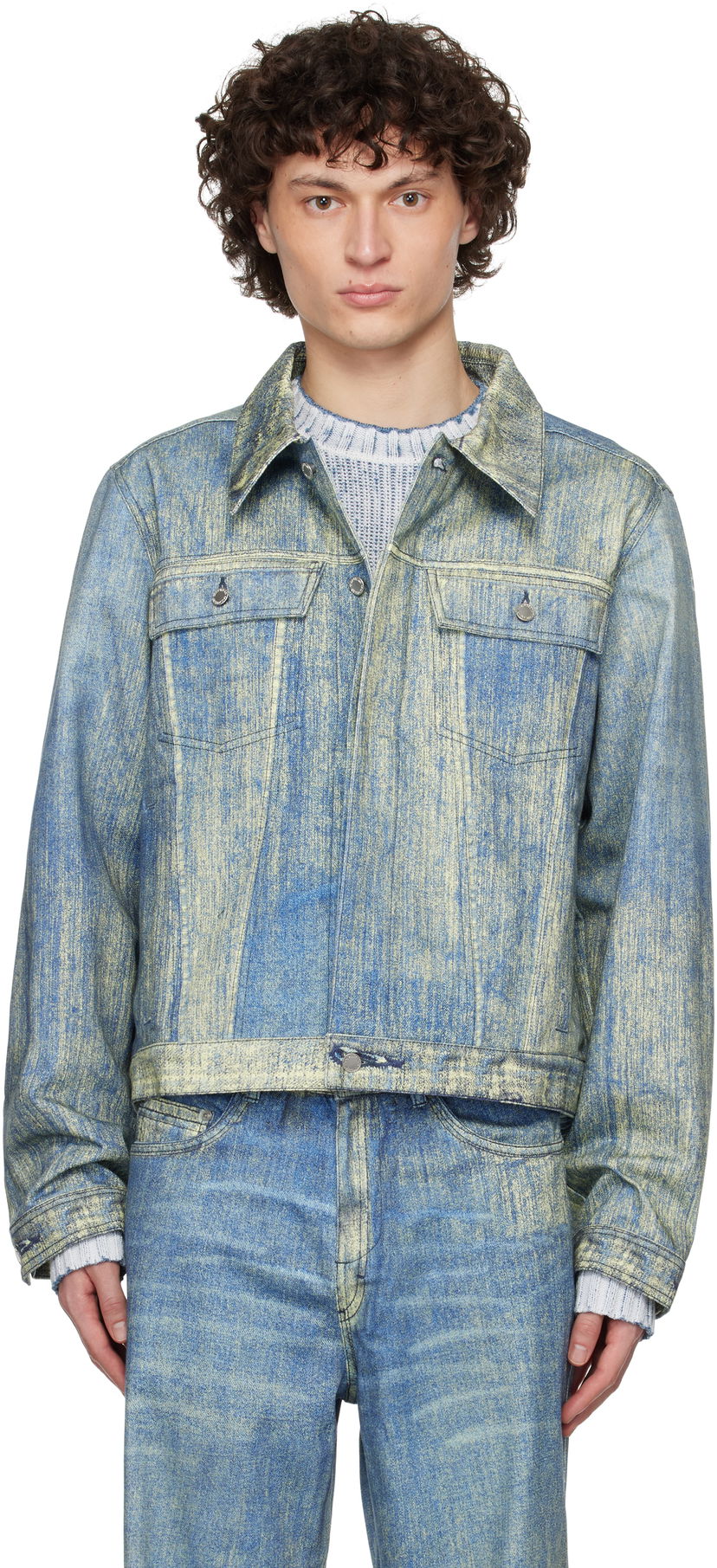 Jacka Camper Camperlab Paint Print Denim Jacket Blå | AU00021-002