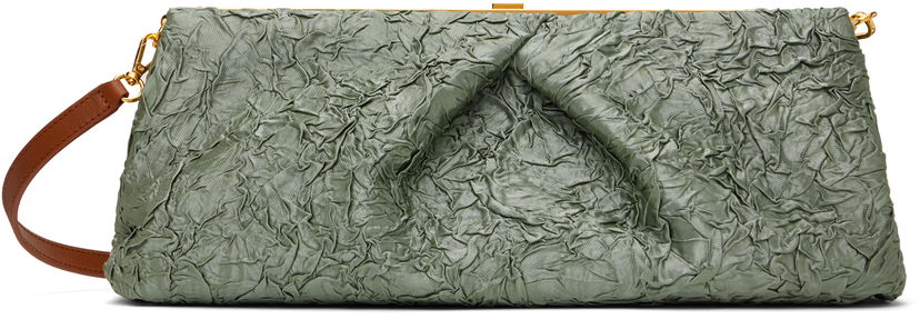 Handväska Dries Van Noten Dries Van Noten Crushed Clutch Grön | 251-011518-1428