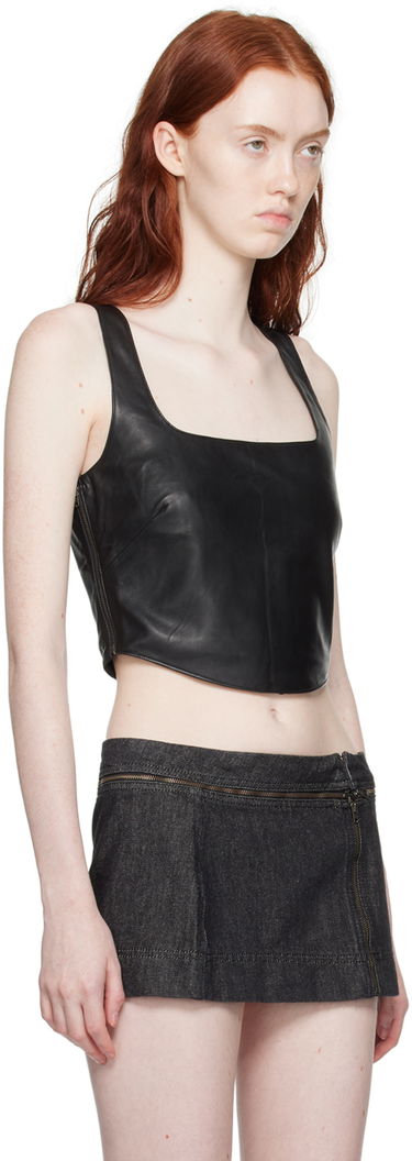 Linne Miaou Miaou Zola Leather Tank Top Svart | 7102RLBLK, 1