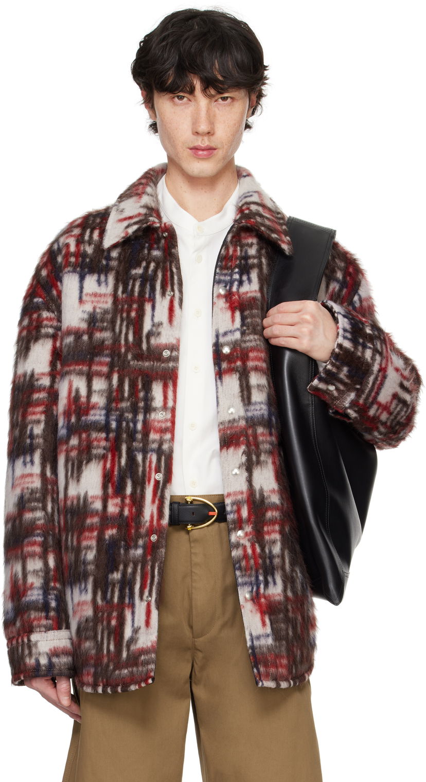 Skjorta Bottega Veneta Alpaca Blend Checked Overshirt Vit | 804589-V4NT0-9072