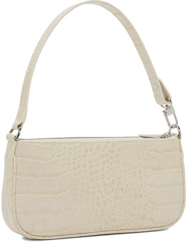 Axelväska BY FAR Croc Embossed Leather Shoulder Bag Vit | 18FWRCLSCEDMED, 2