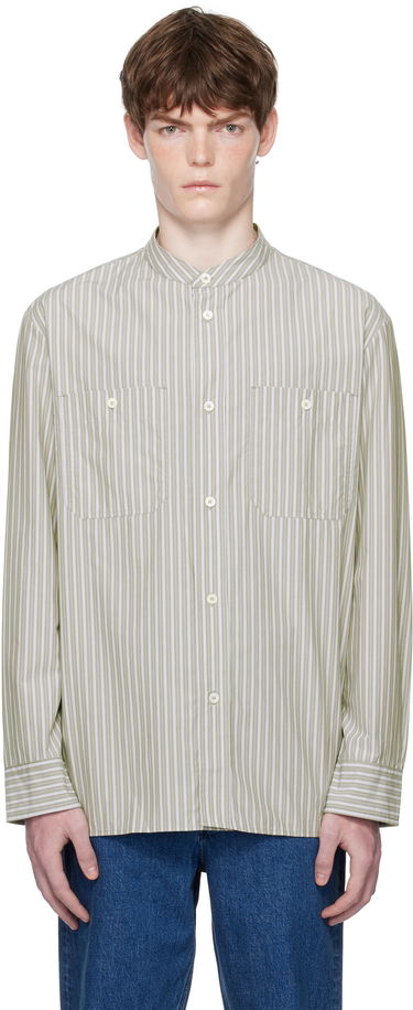 Skjorta A.P.C. A.P.C. Theon Striped Band Collar Shirt Grön | COHJJ-H12631, 0