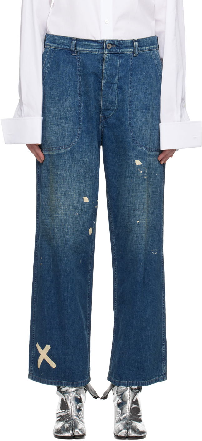 Jeans Maison Margiela Paint Splatter Jeans Blå | S51KA0592 S30877